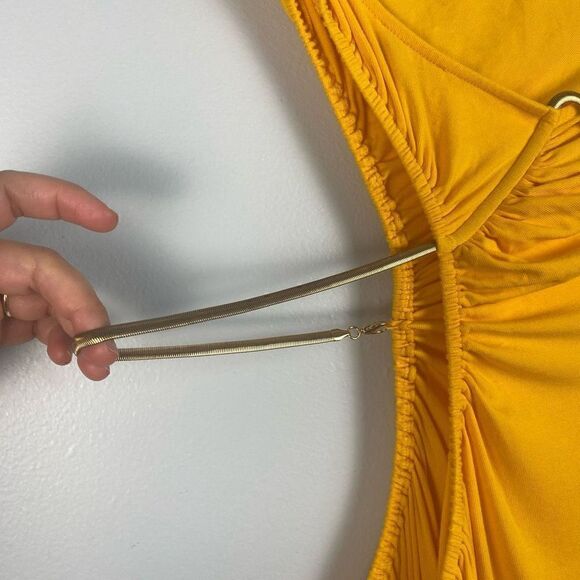 WeWoreWhat Snake Chain Cut Out Maxi Dress in Tangerine - Picture 6 of 12